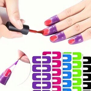 Purple U-Shape Nail Polish Protector Set of Peel-Off Cuticle Guards for Manicure